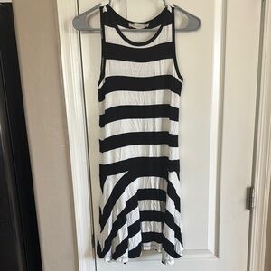 LOFT Black and White Striped Mini Dress XSP / C38